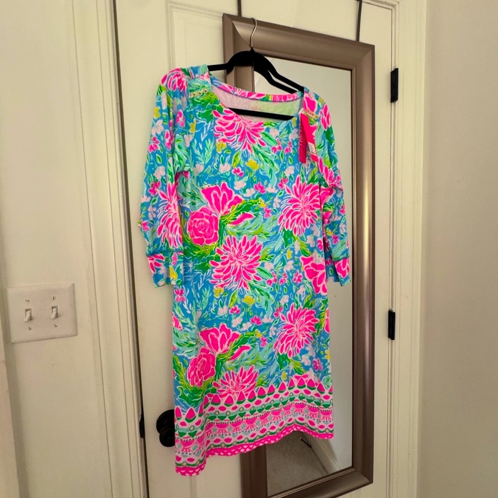 NWT Lilly Pulitzer Pink and Green Floral Dress size L Large